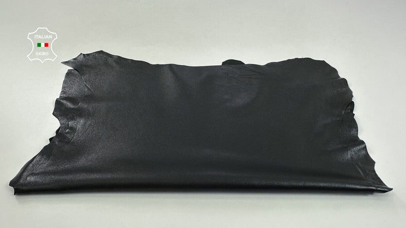 BLACK SHINY Soft Italian Lambskin Sheep leather hides 2 skins 10+sqf 0.9mm C2792
