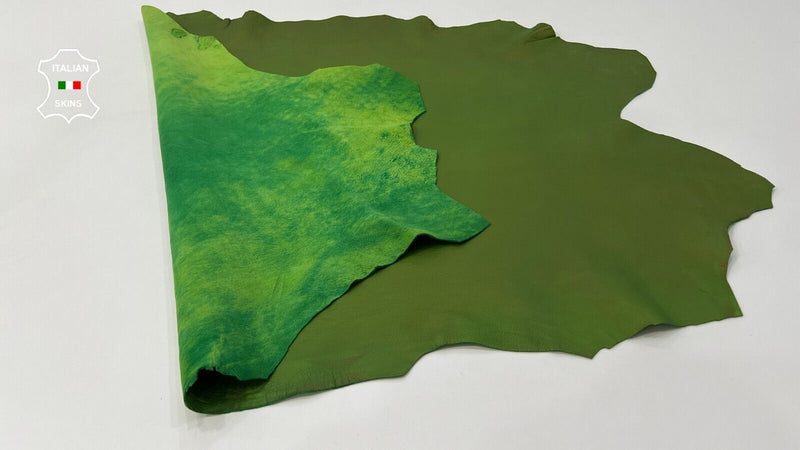 PEARLIZED GREEN Thick Soft Italian Lambskin Sheep leather hides 7sqf 1.1mm #C269