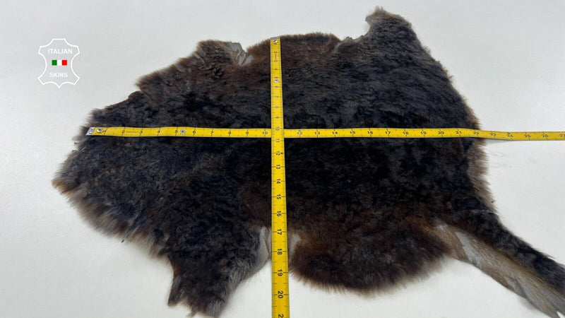 BROWN DISTRESSED SHORT Italian Hair On sheepskin shearling fur  17"X21" #C1389