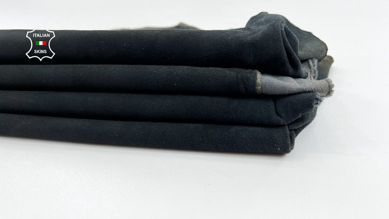 MIDNIGHT BLACK NUBUCK Soft Italian STRETCH Lambskin leather 5+sqf 0.8mm #C1496