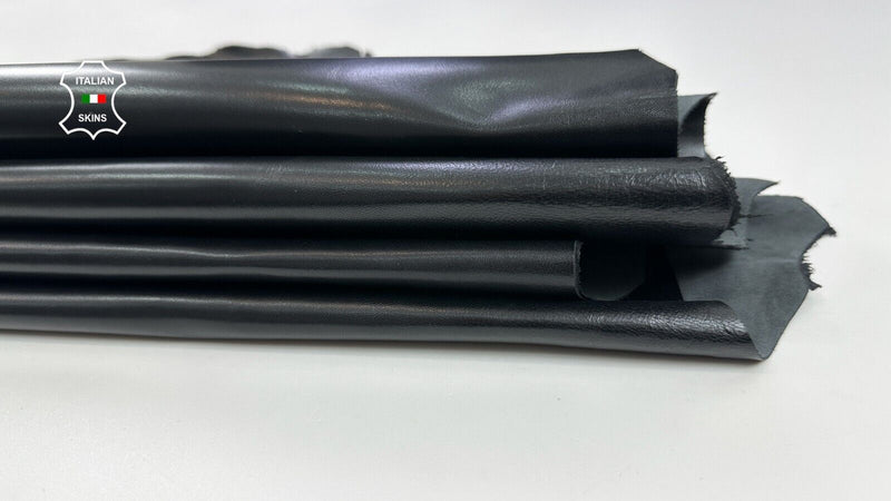 JET BLACK SMOOTH Italian Calfskin Cow leather hides 2 skins 12sqf 1.0mm #C2191