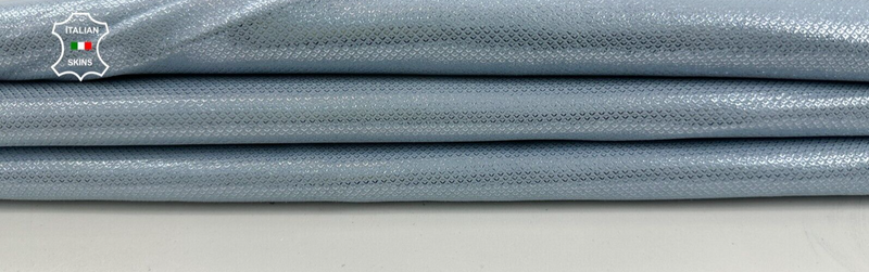 LIGHT BLUE SHIMMER PRINT ON Soft Italian Goatskin leather hide 3+sqf 0.9mm C2519