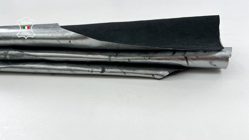 METALLIC CHROME VINTAGE LOOK Italian Goatskin Goat leather hide 4sqf 0.7mm C1676