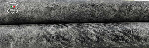 BLACK On WHITE VINTAGE DISTRESSED Strong Goatskin leather hide 6+sqf 1.3mm #C262