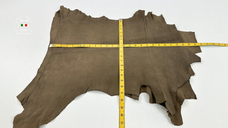WALNUT BROWN NUBUCK VEGETABLE TAN Goatskin leather 2 skins 6+sqf 0.9mm #C2603