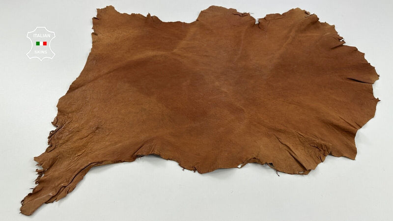 WASHED BROWN WRINKLED VEGETABLE TAN VINTAGE LOOK Lamb leather 6+sqf 1.1mm C2805