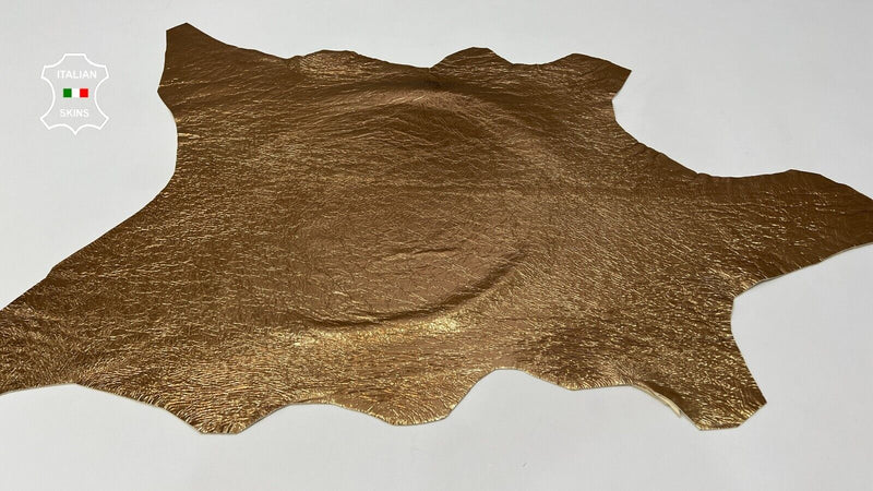 METALLIC BRONZE COPPER CRINKLE Thick Italian Lambskin leather 6+sqf  1.1mm #C137