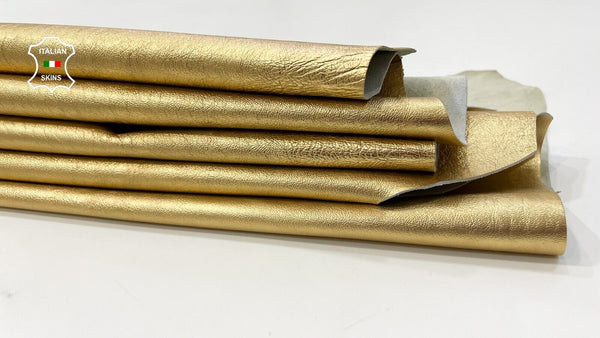METALLIC GOLD ROUGH Thick Italian Goatskin leather 2 skins 12+sqf 1.2mm #C234