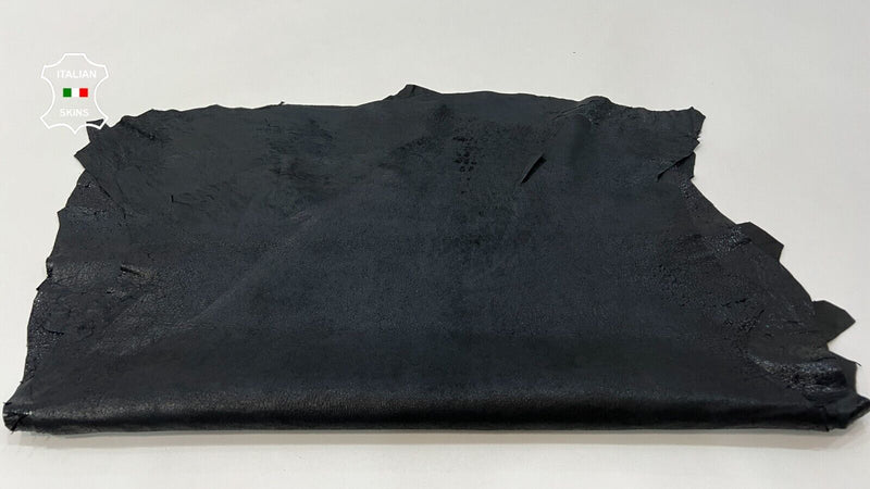 BLACK SHINY VINTAGE DOUBLE FACE CRACKLE Lamb leather 4 skins 25sqf 0.9mm #C258