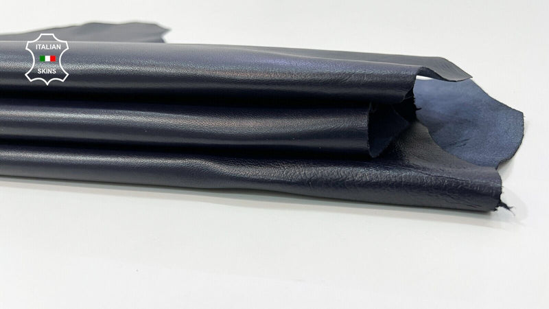 DARK INK BLUE SEMI GLOSS Soft Italian Lamb leather hides 7+sqf 1.0mm #B9990