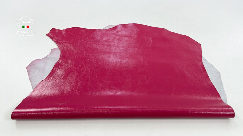 PATENT HOT PINK SHINY CRINKLED Soft Italian Lambskin leather 5sqf 0.9mm #C1562