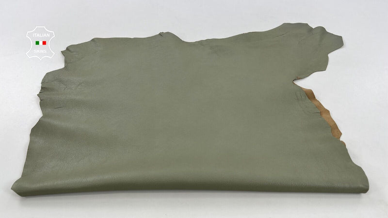 KHAKI GREEN ROUGH Thick Soft Italian Goatskin leather 2 skins 11sqf 1.2mm #C1443