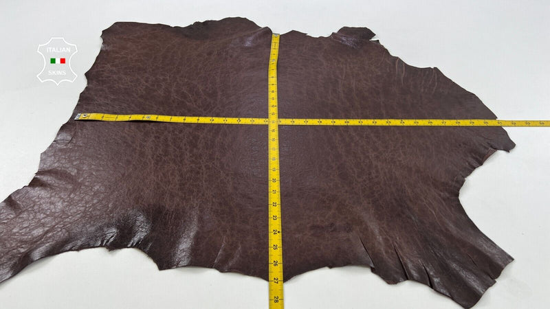 REDDISH BROWN WAXY CRINKLED VINTAGE LOOK Thin Soft Lamb leather 6sqf 0.6mm C1315