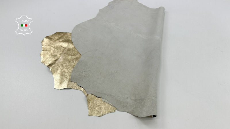 METALLIC GOLD CRINKLE ROUGH Soft Italian Lambskin leather hide 5+sqf 0.9mm C2582