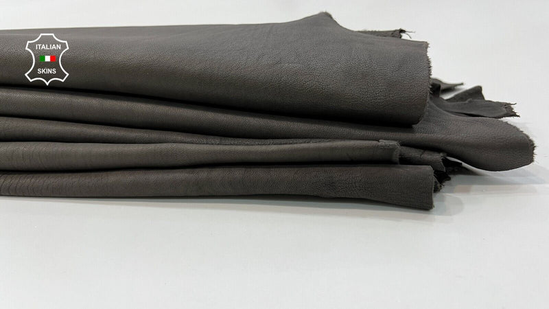 DARK TAUPE BROWN VEGETABLE TAN Thick Lambskin leather 2 skins 12sqf 1.4mm C409