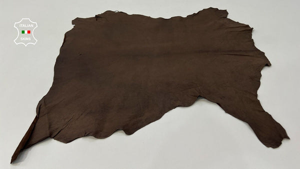 BROWN ANTIQUED ROUGH VEGETABLE TAN Soft Italian Goatskin leather 5sqf 0.7mm C266