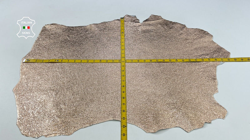 METALLIC ROSE GOLD CRISPY CRINKLED Soft Italian Goat leather 5sqf 0.8mm #C1929