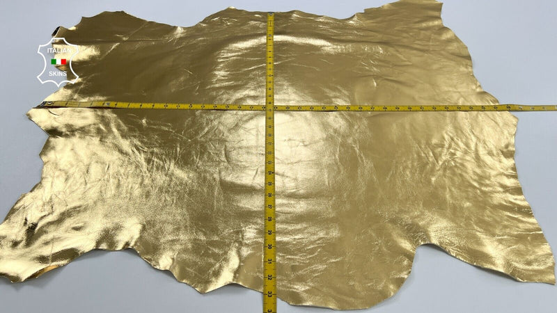 METALLIC PURE GOLD Italian Lambskin Sheep Lamb leather hides 8sqf 0.9mm #C1296