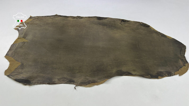 KHAKI ARMY GREEN Stretch VINTAGE LOOK Lambskin Sheep leather  6sqf 0.7mm #C1746