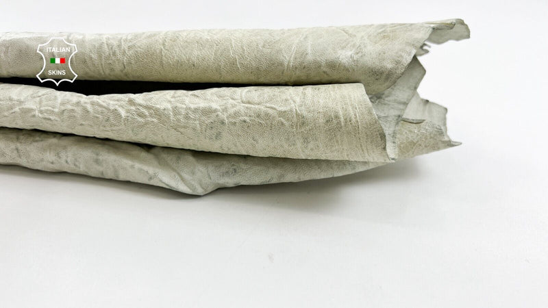 DIRTY GRAINY OFF WHITE WASHED Thick Italian Goatskin leather 5sqf 1.1mm #C970