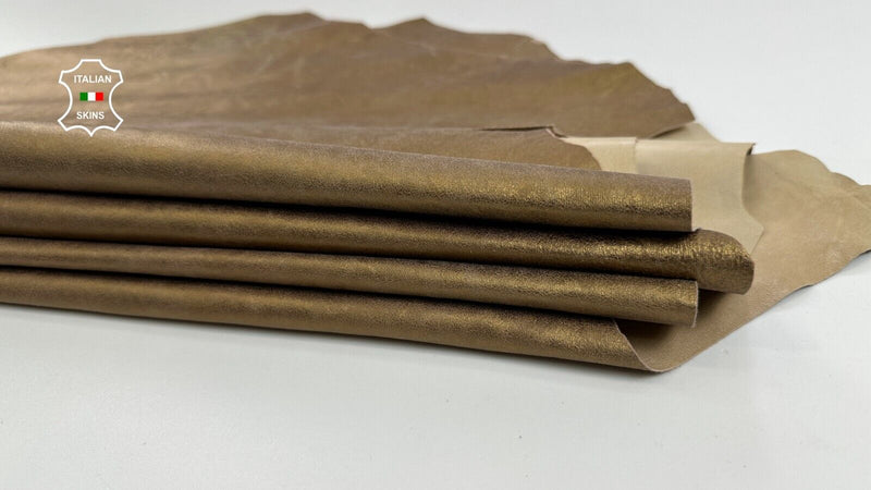 BRONZE PEARLIZED VINTAGE LOOK Thin Soft Lamb leather 2 skins 10sqf 0.6mm #C2699