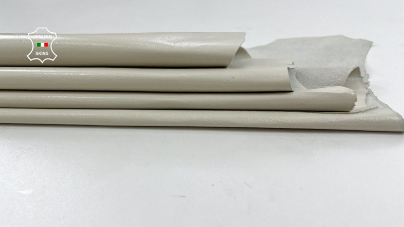IVORY COATED SHINY Thin Soft Italian Lambskin leather hides 6sqf 0.5mm #C1673