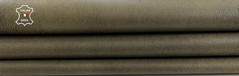KHAKI ARMY GREEN Stretch VINTAGE LOOK Lambskin Sheep leather  6sqf 0.7mm #C1746