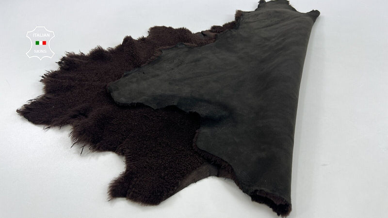 CHOCOLATE BROWN Hair On Italian sheepskin Lamb shearling fur hide 22"X31" #C1385