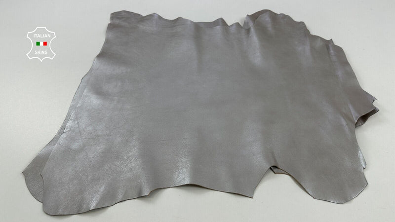 PEARLIZED SILVER ECRU ROUGH Italian Goatskin leather 2 skins 8sqf 0.8mm #C2463