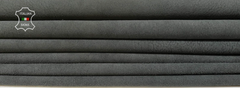 Dark taupe gray nubuck washed lamb leather skins from Italianskins, showing smooth, textured surface and natural leather details.