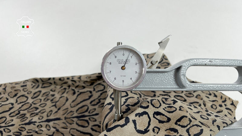 BEIGE LEOPARD PRINT ON Soft Italian STRETCH Lambskin leather 3+sqf 0.7mm C1514