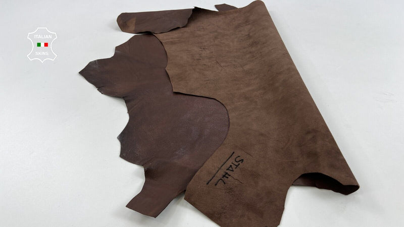 BROWN ROUGH Thick Soft Italian Goatskin Goat leather hides  5sqf 1.2mm #C1602
