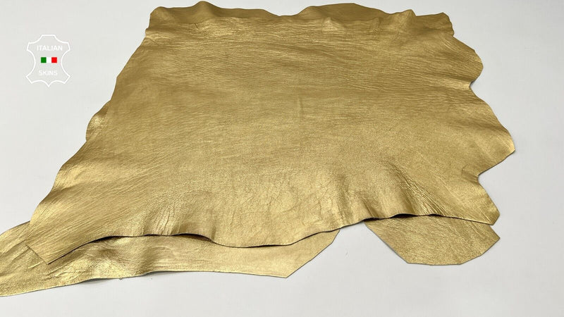 METALLIC GOLD ROUGH Thick Italian Goatskin leather 2 skins 12+sqf 1.2mm #C234