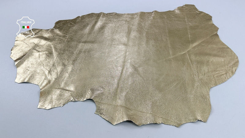 METALLIC GOLD CRINKLE ROUGH Soft Italian Lambskin leather hide 5+sqf 0.9mm C2582