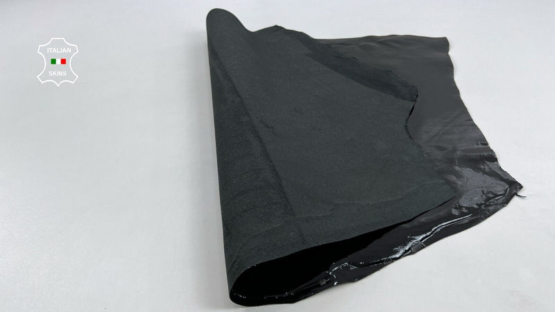 BLACK PATENT STRETCH SHINY WET LOOK Italian Lambskin leather 5sqf 0.9mm #C1608