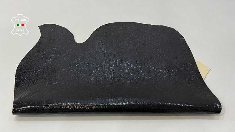 PATENT VINTAGE BLACK CRINKLED Thick Italian Lambskin leather 5+sqf 1.9mm #C419