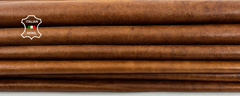Cognac brown cracked vintage look thin lambskin leather craft hides from Italianskins, 14 sq ft, 0.6mm thickness, leather craft material