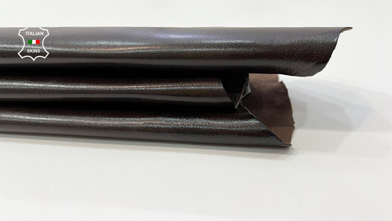 DARK BROWN SHINY VEGETABLE TAN Thick Italian Goatskin leather 3+sqf 1.2mm C93