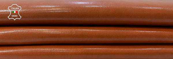 DARK ORANGE PUMPKIN SHINY Thick Italian Goatskin leather hides 5sqf 1.1mm #C274
