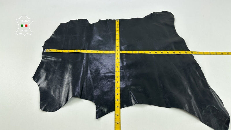 BLACK SHINY ROUGH Italian Goatskin Goat leather hides skins 4sqf 0.9mm #C2602