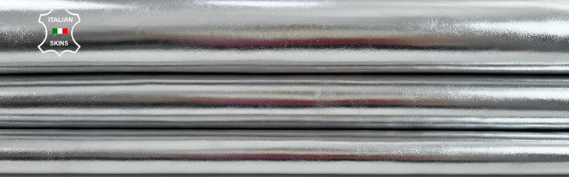 METALLIC SILVER Thick Italian Goatskin Goat leather hides skin 7sqf 1.1mm #C1520