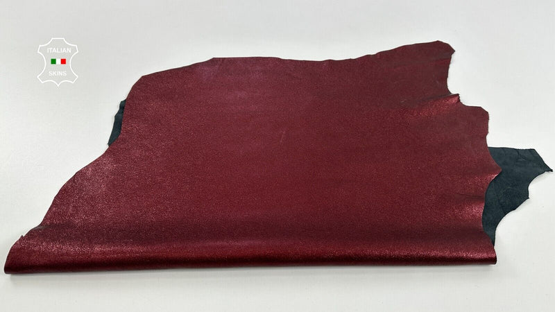 METALLIC WINE BURGUNDY CRACKLED CRINKLED Soft Lambskin leather 5sqf 0.9mm #C2574