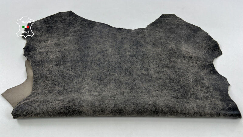 ANTIQUED TAUPE GREY CRACKED VINTAGE Soft Italian Goat leather 3+sqf 0.8mm C1632
