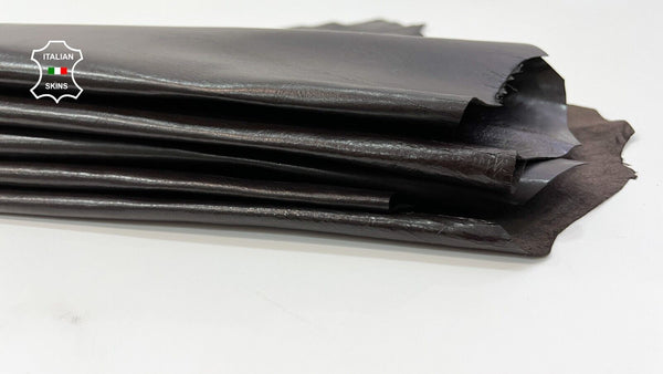 CHOCOLATE BROWN SHINY CRINKLE Soft Lambskin leather 2 skins 10+sqf 0.8mm #C196