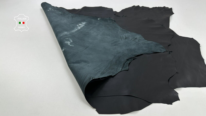 JET BLACK SMOOTH Soft Italian Lambskin Sheep leather 2 skins 10sqf 0.8mm #C2462
