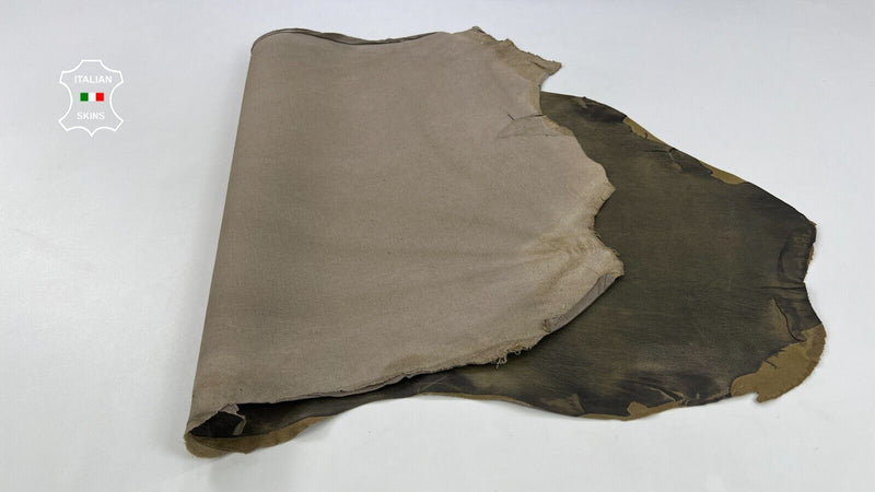 KHAKI ARMY GREEN Stretch VINTAGE LOOK Lambskin Sheep leather  6sqf 0.7mm #C1746