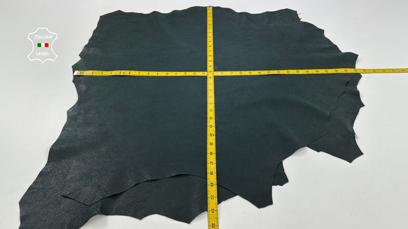 DARK PINE GREEN CRACKED VINTAGE Thin Lambskin leather 2 skins 11+sqf 0.5mm C2815