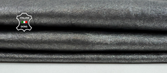 ItalianSkins metallic steel antiqued thick goatskin leather hide, rough texture, 7+ sq ft, 1.1mm, for leathercraft projects.