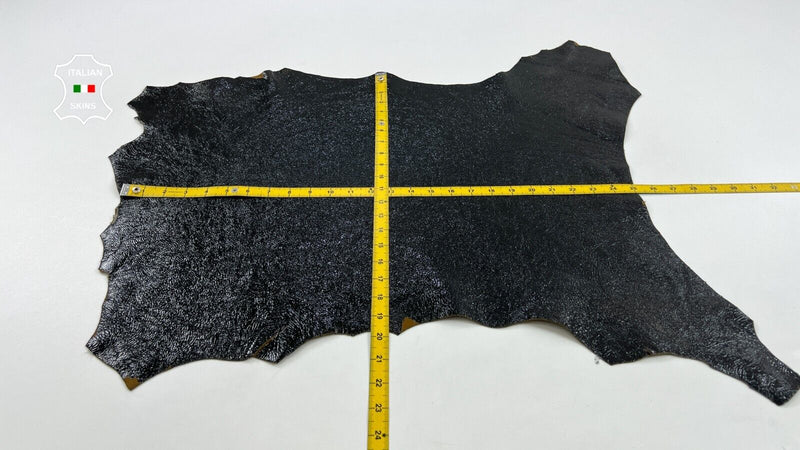 BLACK CRISPY PATENT CRACKED ON CAMEL SHINY Soft Goat leather 3+sqf 0.9mm #C957