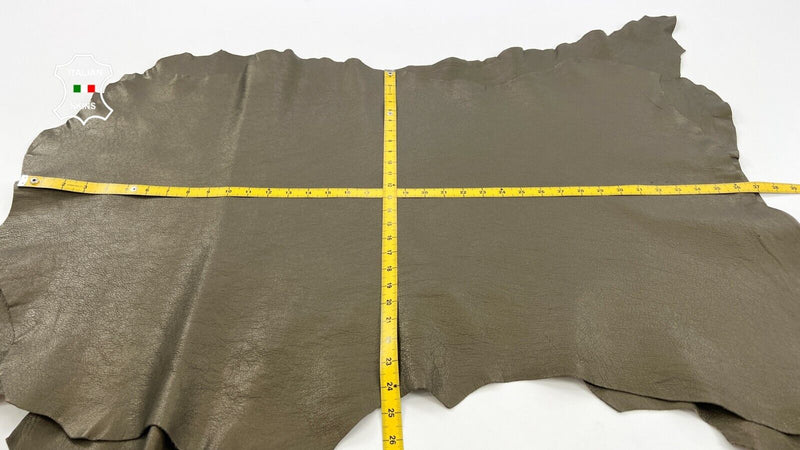 ARMY OLIVE ROUGH Thick Soft Italian Goatskin leather 2 skins 14sqf 1.1mm #C1442